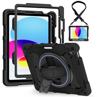 Pour iPad 10e génération 10.9 2022/ 11 A16 2025 Housse de tablette robuste antichoc en silicone 3 en 1 avec emplacement pour stylet