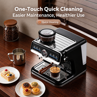 Machine à café expresso semi-automatique électrique 20 bars avec broyeur et mousseur à lait, portable, en acier inoxydable, pour hôtels (vente en gros)