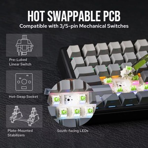 Tastiera da Gaming AULA F75 MAX RGB, Layout 75%, Montaggio Gasket, Hot-Swappable, Tri-Mode, Tastiera Meccanica per Ufficio, Casa e Gaming - Product Image 2