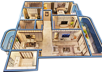 Architecture miniature moderne personnalisée Modèle de scène d'intérieur 3D Modèle réduit de bâtiment moderne en plastique pour la conception d'appartement et de villa