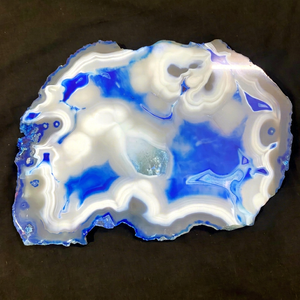 Plateau en agate bleue polie, plateau de service en agate naturelle, assiette décorative en pierre précieuse, vente en gros - Product Image 1
