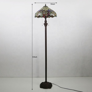 Lámpara de Pie LED LongHuiJing de 16 Pulgadas con Pantalla de Vidrio Tradicional Teñido, Hecha a Mano, E27 Multicolor para Sala de Estar - Product Image 5