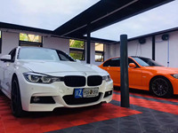 Carrelage de sol de garage à emboîtement pour garage Revêtement de sol en plastique pour entrepôt Lavage de voiture Drain Dalle Dalle Rib Garage Tapis de sol