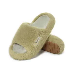 Women's Slippers Fuzzy Warm Comfy Faux Fur Slip-on Fluffy Bedroom House Shoes Memory Foam Suede Cozy Plush Breathable Anti-Slip