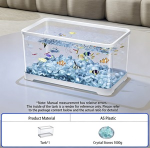 Plastik 50L Rundes Umweltfreundliches Transparentes Desktop-<span class=keywords><strong>Aquarium</strong></span> für Zuhause Betta-Becken Weiß Basic 9 - Product Image 2