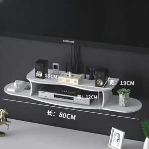 WiFi wandbeugel voor tv, slagvrij rek, opbergdoos voor settopbox en router, metaal en kunststof badkamerplank - Product Image 4