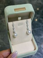 Boucles d'oreilles en or 18 carats avec diamants de laboratoire et perles de mer du Sud, taille marquise 12-13 mm, pendantes, bijoux de luxe, vente en gros OEM