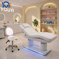 Table de Beauté Électrique avec Commande au Pied, Matelas Chauffant, Inclinaison Réglable, Table Faciale, Lit pour Extensions de Cils, pour Salons d'Esthétique, Tatouage et SPA