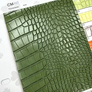 pu patent with Two tone color crocodile skin emboss faux leather sheets for making bags use