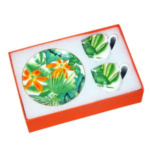 Taza de café expreso verde de porcelana y platillo taza de té floral tazas de cerámica con juego de platos - Product Image 5