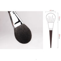 001 Set Kuas Makeup 41 Buah dengan Gagang Kayu Ebony, Kuas Bedak dengan Bulu Silver Fox dan Bulu Kambing Berkualitas Tinggi, Kuas Tunggal