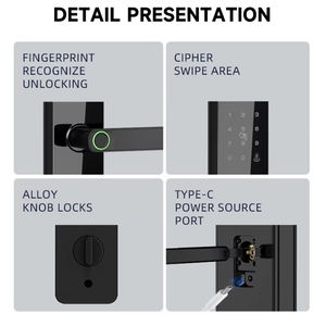 ล็อคอิเล็กทรอนิกส์อัจฉริยะเหมาะสำหรับประตูหลากหลายประเภท รองรับ<span class=keywords><strong>ภาษา</strong></span>สากล 9 <span class=keywords><strong>ภาษา</strong></span>หลัก ล็อคอิเล็กทรอนิกส์ที่ปลอดภัย - Product Image 4