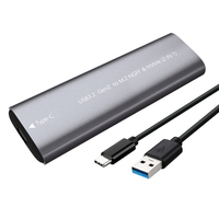 Carcasa Externa Portátil de Aluminio para SSD M.2 de Doble Protocolo NGFF PCIe NVMe con USB3.2 Tipo-C de 10 Gbps, Máximo 4 TB, Negro Plateado