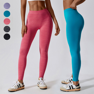 Pantalon de gymnastique à dos en V pour femmes taille haute Scrunch bout à bout entraînement de course à pied Leggings de Yoga sans couture à séchage rapide fabriqué en gros Spandex - Product Image 5