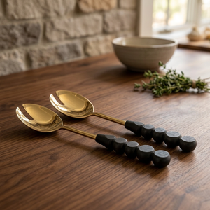 Ensemble de cuillères et fourchettes à salade en acier inoxydable poli miroir avec manche en bois naturel, bols pour cadeaux de fête, accessoires de cuisine - Product Image 3