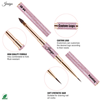 Ensemble de brosses à ongles en nylon double face avec manche métallique rose brillant, idéal pour l'art des ongles en gel, directement de l'usine