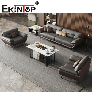 Ekintop Wooden Modern Executive Designs Italian Style Office Furniture Leather Sofa Set - Product Image 3