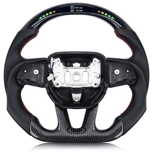 Volante de Fibra de Carbono Real <span class=keywords><strong>en</strong></span> Forma de D con Indicador de Cambio LED y Cuero Nappa Perforado para Dodge Charger Challenger <span class=keywords><strong>Durango</strong></span> - Product Image 1