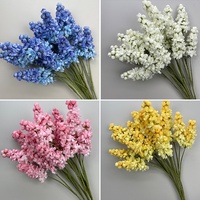 YOPIN-8112 Bunga Hyacinth Delphinium Buatan Multi-warna 2 Kepala Bunga Sutra untuk Pesta Pernikahan Rumah Dalam Ruangan Luar Ruangan Natal