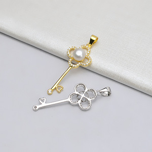 Colgante de Plata de Ley S925 con Diseño de Trébol de la Suerte, Colgante Personalizado Versátil con Perla de 6-7 mm para Mujer, Accesorios de Joyería DIY 728 - Product Image 2