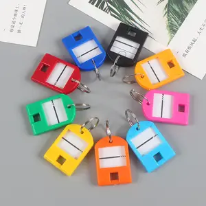 מגוון צבעים פלסטיק מפתח תגיות עם פיצול טבעת תווית חלון Keychain מפתח מזהים מזוודות מזהה שם תגיות בלנק נייר סמנים