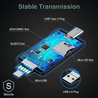 Lecteur de carte mémoire externe USB 2.0/USB-C, adaptateur OTG pour cartes SD SDHC Micro SDHC Micro TF/UHS-I, téléphones/tablettes Android