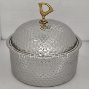 Cazuela de lujo martillada hecha a mano de acero de alta calidad, olla de acabado dorado, calentador de comida para servir, restaurantes de Hotel en casa - Product Image 4