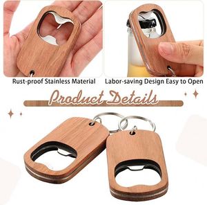 DIY Blank Wood Keychain Metal Bottle Opener Mini Pocket Openers for Party Favors Wedding Supplies Custom <b>Presents</b> Crafts - Product Image 3