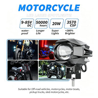 Phare auxiliaire LED pour moto, style Water Bird, lampe simple, double faisceau, lentille externe, projecteur