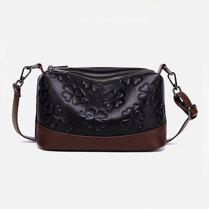 Sac à bandoulière ZENOS élégant en cuir véritable avec texture cuir, design tendance à motif floral, sac de transport sous le bras pour les trajets quotidiens - Product Image 4