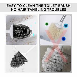 Flexible Toilet Bowl Brush Head for Bathroom Toilet Brush and Holder <b>Set</b> with Silicone Toilet Cleaning Brushes - Product Image 4