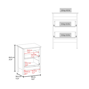 Nightstand 2 Drawers White <b>Bedside</b> <b>Storage</b> Cabinet - Product Image 6