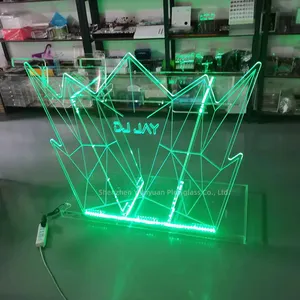 Wholesale Custom Size Acrylic Clear DJ Stand for Party Bar, Bar Table with LED Lights, Bar Table for Bar with brand logo