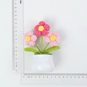 Vasos de simulação artificiais para decoração, flores artificiais de flores, fio de lã e 3 cabeças, flor de malha de tecido e flores eternas - Product Image 4