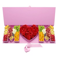 Muttertags-Geschenkbox aus Festem Pappmaché mit Matter Laminierung, Rechteckige Form, Band-Accessoires, Blumen, Sushi, Pralinen