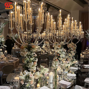 Candelabro de Mesa Rectangular de Metal Dorado Transparente de 130 cm de Alto con Diseño de Espejo y 13 Brazos para Bodas, Venta al por Mayor - Product Image 5