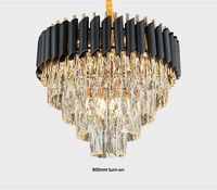 Suspension LED en cristal de luxe moderne Suspension noire pour salon, salle à manger, lustres de bar Lampes suspendues pour la maison