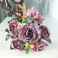 Lebih baik cinta gaya Eropa Retro Hydrangea Peony Core-Padded buatan tangan tahan lama bunga sutra buatan simulasi buket
