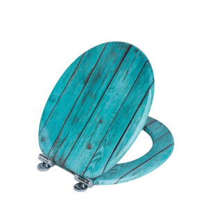 Siège de toilette <span class=keywords><strong>vintage</strong></span> en MDF imitation bois, couvercle de toilette imprimé turquoise, siège de toilette à fermeture lente avec noyau en bois pour la maison - Product Image 3