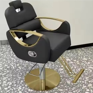 Nouvelle chaise de salon en métal électro-plaqué blanc, pour couper les cheveux, colorer les cheveux, rehausser les cheveux, simple, en cuir, peut être placée à l'envers, chaise de barbier - Product Image 5