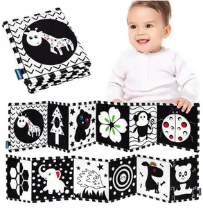 BB Custom Logo Black And White Sensory Kids Toys Other Educational Cloth Book Toys For Kids Soft Book Baby Black and White Book