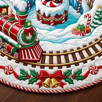 Tapis rond de Noël matelassé, motif flocon de neige ferroviaire, pour salon et chambre à coucher