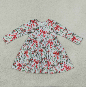 Sibling Baby Girls Green <b>Red</b> Checked Bows Holly Tunic Ruffle <b>Dresses</b> <b>Christmas</b> Clothes Set - Product Image 3