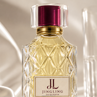 Nouveau design, vente en gros, flacon de parfum vide en verre transparent unique de 100 ml avec pulvérisateur à sertir, 100 ml avec boîte d'emballage