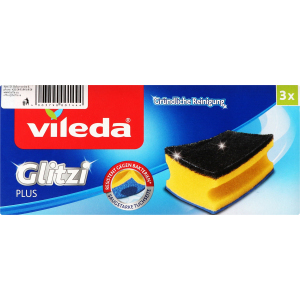 ฟองน้ำขัดสำหรับ Vileda glitzi PLUS โพลีเอสเตอร์พร้อมด้วย antibac สีเหลือง/สีดำ8.5x6.3ซม. สำหรับใช้ในครัว - Product Image 4