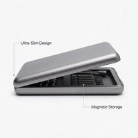 Kit de 24 tournevis de précision avec embouts magnétiques en acier S2, étui en alliage d'aluminium, outils de réparation pour téléphone, montre, ordinateur portable, tablette (OEM)