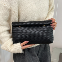 Sac à main pour femme, sac à main tissé de luxe, sac de toilette tendance, sac à maquillage en cuir PU, taille portable