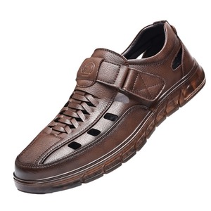 Sandalias Planas de Cuero Genuino para Hombre, Transpirables, con Punta Cerrada, Suela de EVA, Zapatos Casuales de Verano - Product Image 5