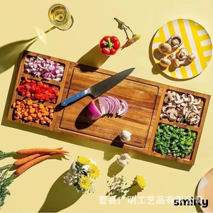 Bamboo Cheese Cutting Board Triple Section Multifunction Kitchen Chopping <b>Block</b> Rectangle Large Size - Product Image 2