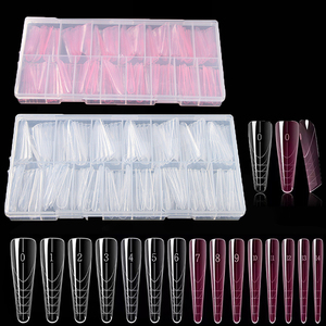 Rose clair 150 pièces boîte professionnel <span class=keywords><strong>ongles</strong></span> moule Extension constructeur <span class=keywords><strong>ongles</strong></span> conseils manucure plastique double forme <span class=keywords><strong>ongles</strong></span> conseils - Product Image 1